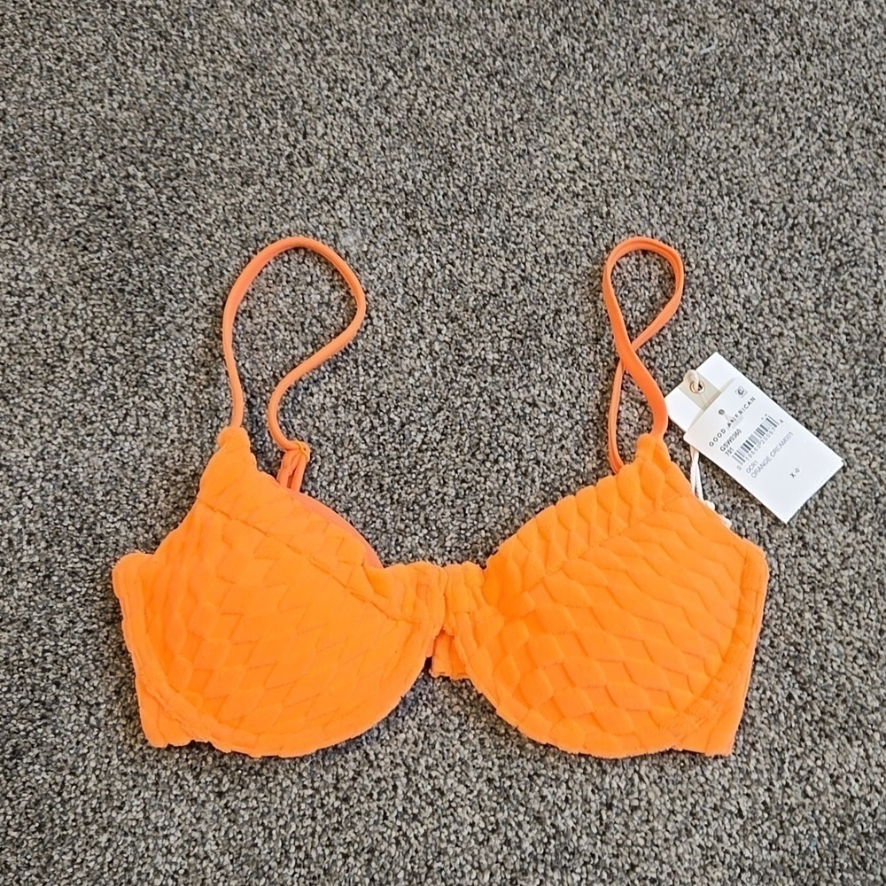 NWT Good American Women Orange Cream Bra Swim Bikini sz 0/XS
